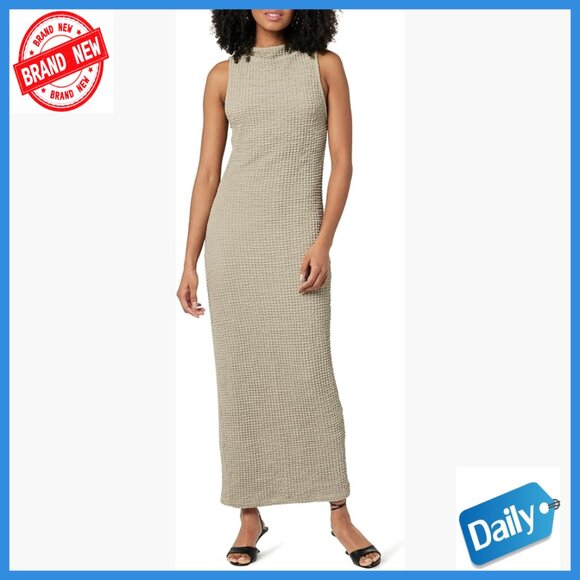 Fitted Midi Dress High Neck Sleeveless Wedding Occasion Polyester